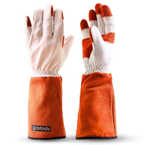 Leather Gardening Gloves for Women & Men - Thornproof Cowhide Work Gloves - size: Medium