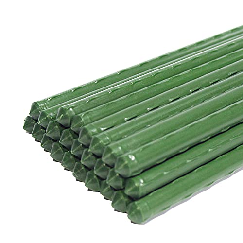 G-LEAF Garden Stakes 6 ft Plastic Coated Steel Tube Sturdy Metal Plant Sticks for Tomato,Cucumber,Bean,Tree,Pack of 25 - size: 6FT-25 PACK
