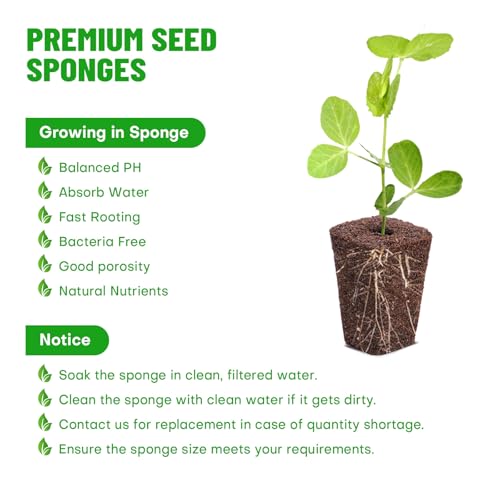 100 Pack Grow Sponges, Replacement Root Growth Sponges Seed Pods,Seed Starter Plugs for Hydroponic Indoor Garden System