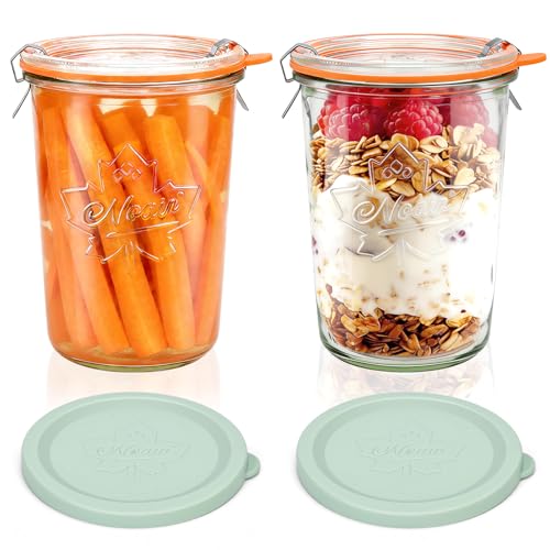 2 Pack Wide Mouth 27oz Canning Jars, Sourdough Starter with Sealing Lid