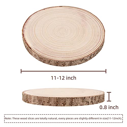 Maputune 8 Pcs 11-12 in Large Unfinished Wood Slices for Centerpieces, Natural Rustic Wooden Plate for DIY Craft, Round Wood Chips for Signage Painting Wedding Party Christmas Decor - size: 11-12 IN, 8pcs