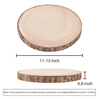 Maputune 8 Pcs 11-12 in Large Unfinished Wood Slices for Centerpieces, Natural Rustic Wooden Plate for DIY Craft, Round Wood Chips for Signage Painting Wedding Party Christmas Decor - size: 11-12 IN, 8pcs