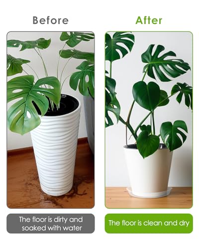 PACETAP 14 inch 5 Pack Plant Saucer Pot Tray, Large Thickened PP Plastic Flower Planter Water Drip Trays for Indoor Outdoor Garden, Semi-Transparent Planter Water Catcher for Pot, Plant Dish - size: 14 Inhc
