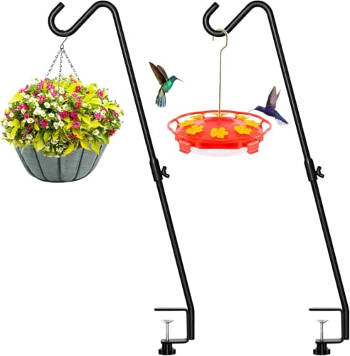 FEED GARDEN 2 Pack 29 Inch Adjustable Deck Hook,Solid Steel Deck Hangers for Bird Feeders,Lanterns, Flower Basket and Suet Baskets with Clamp,Black - size: 29 Inch