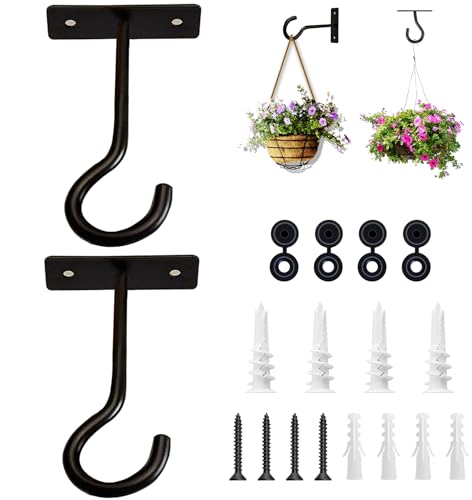 2Pack 4Inch Ceiling Hooks for Hanging Plant, Wall Hanger Plant Holder Black - size: 4Inch 2Pack-Black