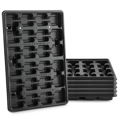 24 Cell Nursery Pots Trays 5 Pack (17"x11"x1.6"), Reusable Plant Pot Tray for Holding 2.8 inch (7CM) Square Nursery Pots, Durable Plastic Carrying Seed Starter Tray with Drain Holes (Black) - color: Black, size: 24 Cell Trays-5 Pack