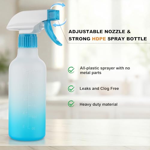 12oz HDPE Spray Bottles 2 Pack, Adjustable Mist Stream Containers - color: Blue, size: 12oz