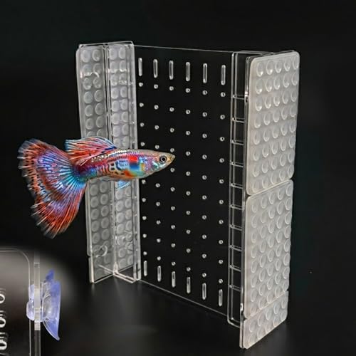Fish Tank Divider 15/20 Gal, Acrylic Aquarium Separator with Suction Cups | Clear acrylic tank divider, strong suction cups hold securely, cut-to-fit design, non-toxic, for betta & cichlid tanks - size: 11.2''x11''(15gal/20gal Long)