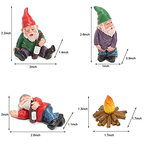 Tirifer 4Pcs Miniature Garden Gnome Set, Wizard Gnome 3D Dwarves Fairy Garden Gnome Statue Kit, Mini Outdoor Sculpture Garden Figurine Decoration for Lawn Yard Balcony Porch Patio