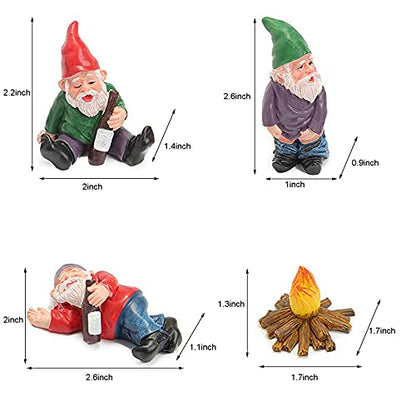 Tirifer 4Pcs Miniature Garden Gnome Set, Wizard Gnome 3D Dwarves Fairy Garden Gnome Statue Kit, Mini Outdoor Sculpture Garden Figurine Decoration for Lawn Yard Balcony Porch Patio