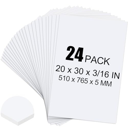 ToLanbbt 24 Pack White Foam Board, 20 x 30 x 3/16" Thick Foam Core Acid Free Poster Foamboard for Art Craft Projects, Painting, Displaying, Signage, Wedding, School - color: White, size: 20x30"-24P