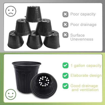 Anyumocz 60 Pcs 1 Gallon Flexible Plant Nursery Pots,Thickened Soft Plastic Seedling Pot with Holes,Flower Plant Container for Succulents,Cuttings,Transplanting,Home Garden(Black) (Pack of 3) - size: 60 Pieces 1 Gallon (Pack of 3)