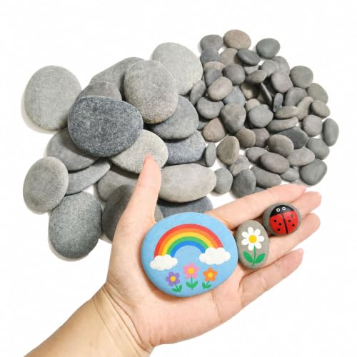 River Rocks for Painting, 70 Pcs (20 Large 2-3", 50 Small 1.2-1.6") - size: 2-3 Inch & 1.2-1.6 Inch