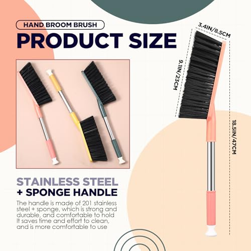 Teenyyou 6 Pcs 17'' Hand Broom Brush Dust Brushes Soft Bristle Cleaning Brushes Handheld Soft Counter Brush for Bed Car Couch Desk Sofa Furniture Clothes Small Particles Hair Debris Quilt Remover