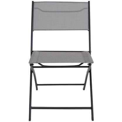 BTEXPERT 3-Piece Patio Bistro Dining Furniture Set Portable Folding Picnic Table Two Chairs Outdoor Foldable Gray for Backyard Porch Party RV Event Camping Commercial Grade Tempered Glass No Assembly