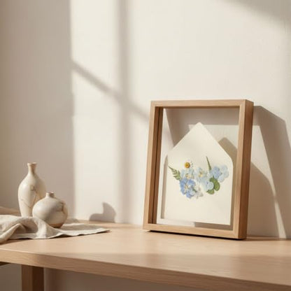 8x10 Floating Picture Frame, Pressed Flower Frame, Wood Double Acrylic