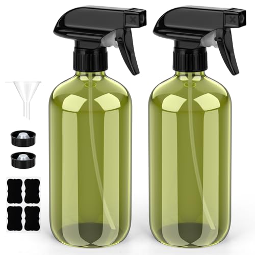 Bontip Glass Spray Bottle 16 oz for Cleaning, Plants (2 Pack, Olive Green - color: Olive Green, size: 16 Ounces