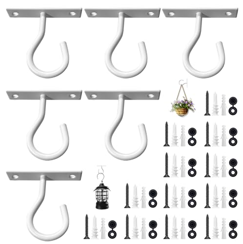 6Pack 2.5In Ceiling Hooks for Hanging Plant, Wall Hanger Plant Holder White - size: 2.5Inch 6Pack-White