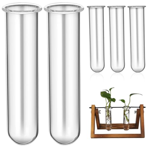DOITOOL 5 pcs Test Tube Vase Set Glass Test Tubes for Plants Plant Propagation Tubes for Hydroponic Plants Flowers Terrariums Desk Home Office Decor 4.33 in Clear