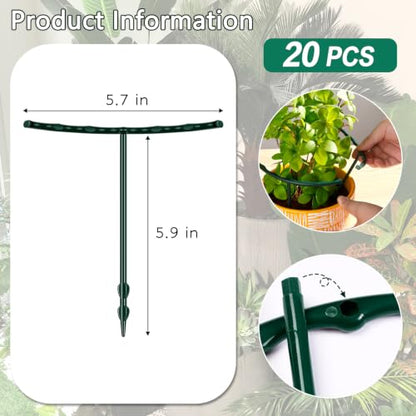 Mwellewm Plant Stakes Small Plant Supports for Indoor Plants Holder Sticks | 20 Pcs Half Round, Plant Rings, Plastic Cage, Short Stem, Flower Pot Climbing Trellis,for House Vegetable Outdoor 5.7x5.9Inch - size: 5.7 x 5.9inch 20Pcs