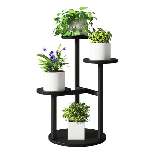 IBUYKE 4 Tier Small Plant Stand for Indoor, Black TMJ073B - color: Black, size: 4 Tier