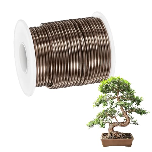 M METERXITY 1-Pack Bonsai Training Wire, 2mm x 49ft/15m Anodized Aluminum Bonsai Tree Wire for Fine Trunk/Gardening Branch/DIY Crafting [Brown] - color: Brown, size: 2mm x 49ft/15m