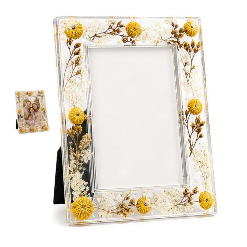 4x6 picture frame, botanical photo frame, pressed flower acrylic frame with dried flowers, decorative tabletop keepsake for home decor