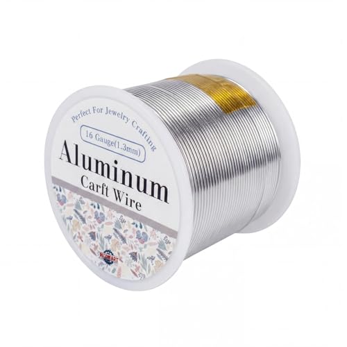 16 Gauge Aluminum Craft Wire Silver 180FT 1.3mm, Jewelry Making, Flexible Bendable Armature Wire for Sculpting, Floral Crafts, Metal Wire Wrapping, DIY Art Projects & Wreath Making - color: Silver, size: 16gauge