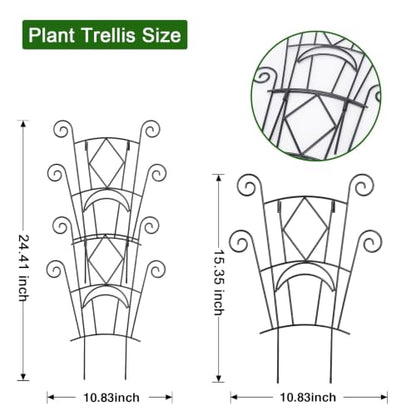 Yhtpouqe Stackable Plant Support Stakes, 2 Pack Metal Twig Plants Trellis for Indoor and Outdoor Use, Garden Accessories for House Potted Flower Monstera Trumpets 15.35 inch - size: 2 Pack