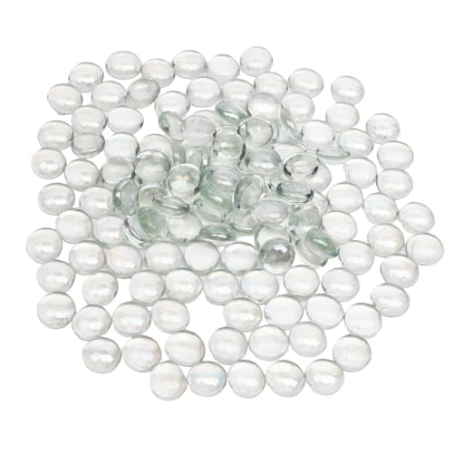 0.5 lb Clear Glass Beads for Vases, Glass Pebbles, Clear Flat Glass Marbles for Vase Filler Flower Candle Crafts and Wedding Decoration - color: Clear, size: 0.5 LB