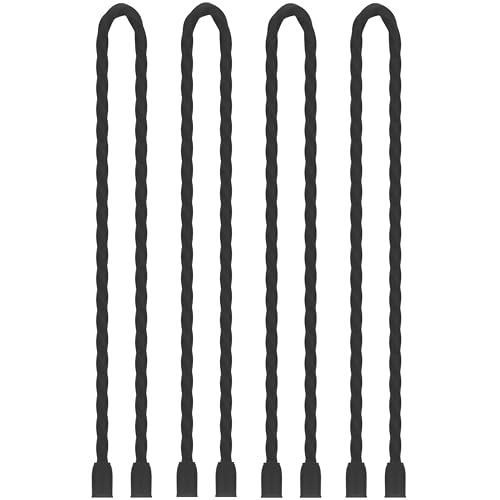 4Pcs 18-inch Silicone Cable Ties Reusable Steel-Core Silicone Twist Cable Tie Straps for Bundling and Organizing Colorful Bendable Holder Strap for Indoor and Out All Purpose, Black - color: Black, size: 18 Inch