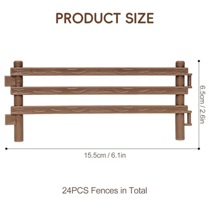 24PCS Farm Animal Corral Fence Toys for Kids Age 3-5 5-7 4-8 Years Olds - style: Brown 24PCS