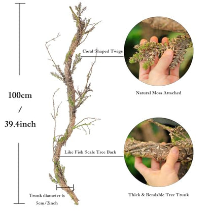2Pcs 39" Bendable Faux Wood Branches Moss Tree Trunk Wall Decor