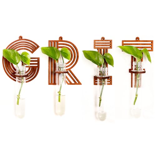 GRIT Wood Letter Wall Propagation Station, 4 Pack Water Plant Holders - size: 4PACK-GRIT