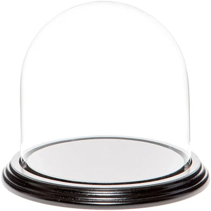 Plymor 5.5" x 5.5" Glass Display Dome Cloche (Black Wood Veneer Base) - color: Black Wood Veneer Base