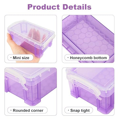 Small Plastic Box, Clear Mini Storage Bins, Stackable Tote with Lid-12 - color: 12-multicolor