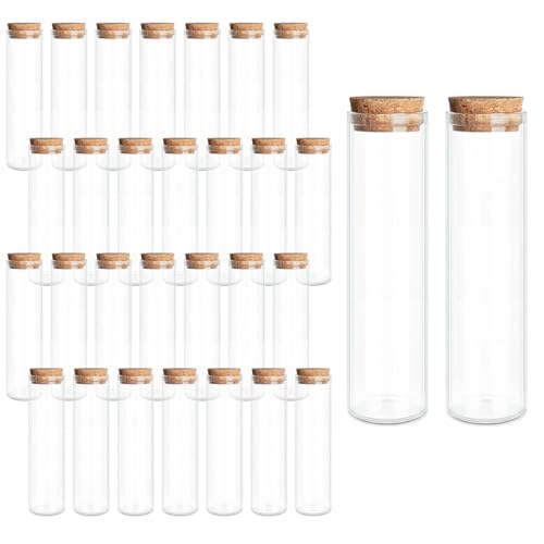 JIUYUE 30-Pack 2.03 oz (60ml) Glass Bottles & Test Tubes with Cork Stoppers - color: 30pcs