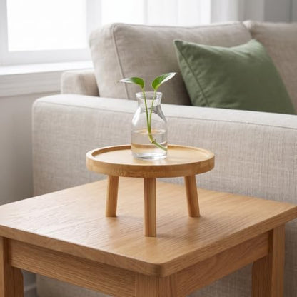DOITOOL Wooden Indoor Plant Stand 4.33 Inch Flowerpot Tray Lightweight Decorative Plant Stool for Succulents Vase Display Shelf for Home Tabletop - size: 10.00X10.00X7.50CM