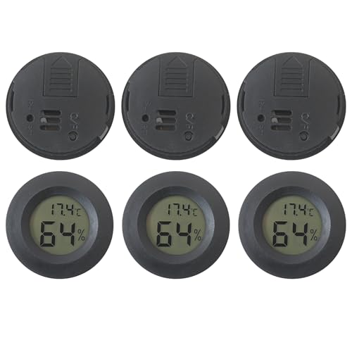 GRABOTE 6-Pack Digital Hygrometer Thermometer Set, Mini Humidity Temperature Monitor for Reptile Terrariums and for Greenhouses