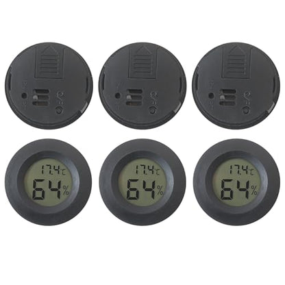 GRABOTE 6-Pack Digital Hygrometer Thermometer Set, Mini Humidity Temperature Monitor for Reptile Terrariums and for Greenhouses