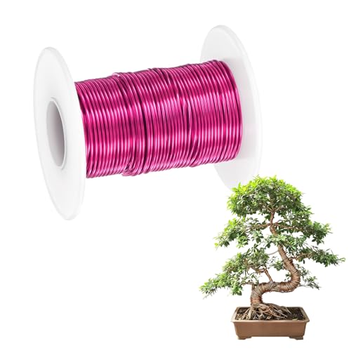 M METERXITY 1-Pack Bonsai Training Wire, 1mm x 49ft/15m Anodized Aluminum Bonsai Tree Wire for Fine Trunk/Gardening Branch/DIY Crafting [Rose Red] - color: Rose Red, size: 1mm x 49ft/15m