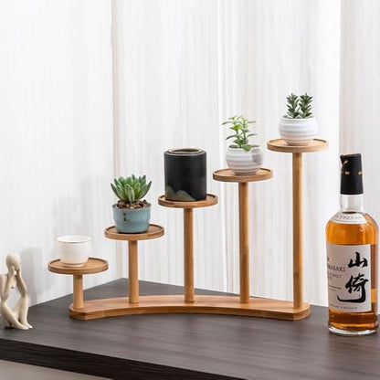 5 Tiers Desk Plant Stand Window Sill Plant Shelf Tabletop Succulent Stand Flower Pot Stand Holder Desktop Plant Stand Indoor Plant Rack for Succulent Herb in Living Room Office (Circle) - size: Circle