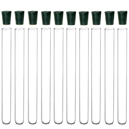 16X150mm Glass Test Tubes with Rubber Stoppers, Karter Scientific 201B5 (Pack of 10)