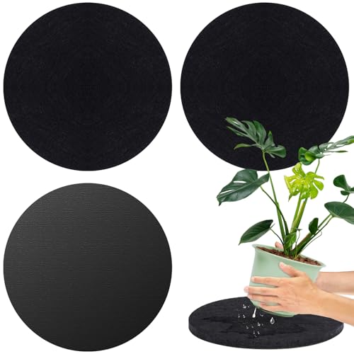 Plant Coaster Mat Reversible(Fabric/Leather),3Pcs Plant Coasters for House Plants Indoor & Outdoor,Household Products Absorbent/Waterproof(10inch) - size: 10 Inch