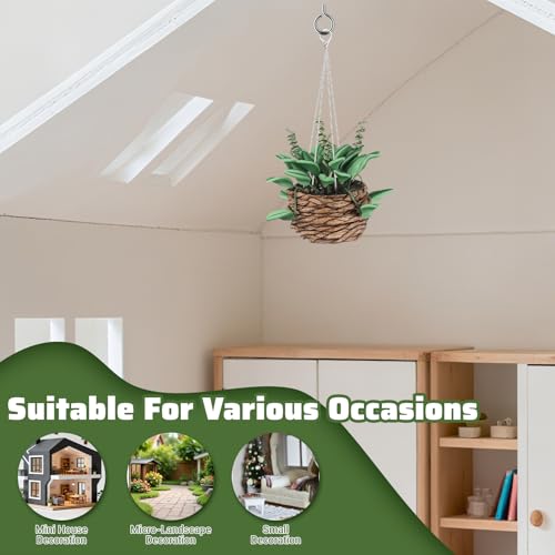 TOYANDONA 2Pcs Miniature Dollhouse Plants, 1:12 Scale Resin Hanging Potted Bonsai for Dollhouse Accessories Decor, Tiny Artificial Greenery for Mini Garden, Living Room & DIY Crafts