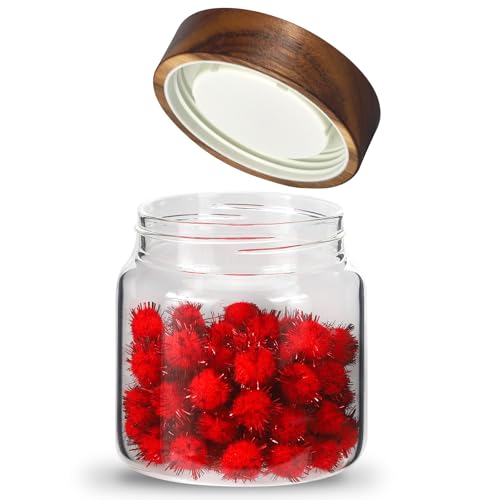 16 oz Glass Jars with Airtight Lid Spice Jar Round Storage Canister with Clear Glass Food Jar for Pantry Sugar Tea Coffee Bean Spice Nuts Cookies Bath Salts (500ml/16oz-1pack) - color: 500ml/16oz-1pack