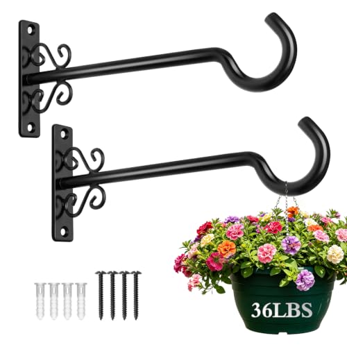 BOLITE Plant Hangers, 8 Inch Hanging Plant Brackets Outdoor Indoor, Black - color: Black, size: 8 Inch