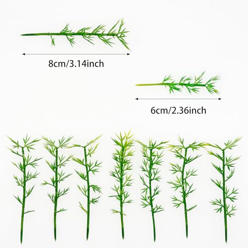 Woohome Model Miniature Bamboo Trees, Green Plastic Bamboo Trees for Building Model, Home Miniature Landscape Landform Diorama Project, 100 PCS, 2.36’’ and 3.15’’ - color: 100pcs 8cm