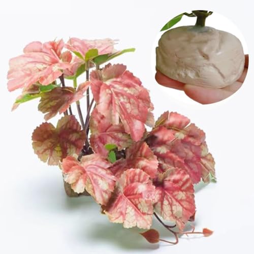 Reptile Plants for Terrarium, Habitat Decor,Artificial Plants - color: Pink Heuchera Micrantha
