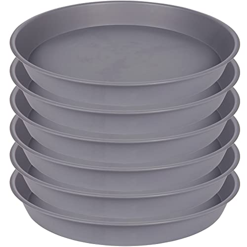 6 Pack Planter Saucer Tray Gray, 4 6 8 10 12 13 15 17 19 inch Pot Saucers, Heavy Duty Plastic Plant Saucers for Indoors, Plant Drip Tray, Plant Trays for pots Planter (6 inch, Cement) - color: Cement, size: 6"